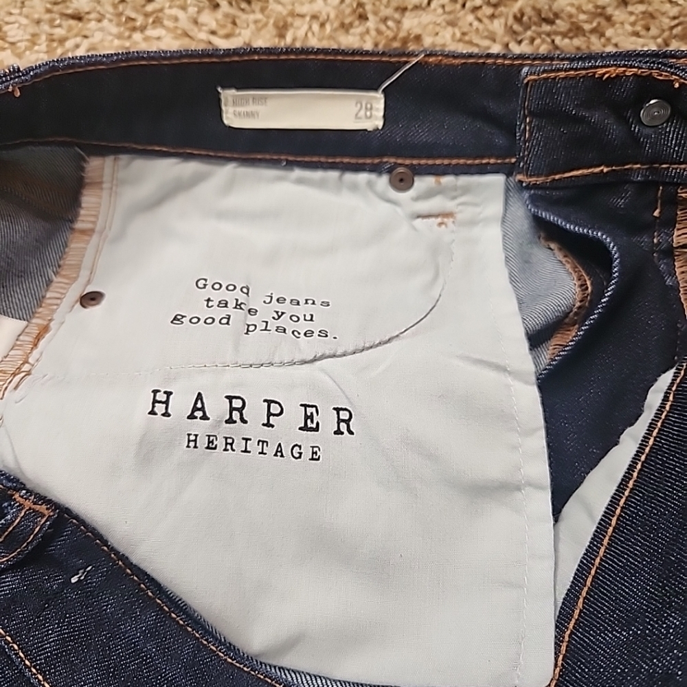 Harper Heritage Womens Jeans Size 28 High Rise Skinny Dark Blue Straight - Picture 6 of 11